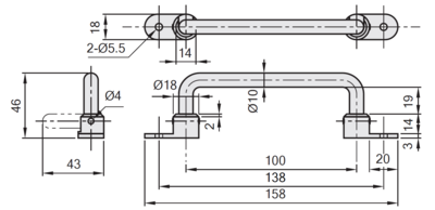 50-250-1 MODULAR SOLUTIONS STEEL FOLDING HANDLE 100 WITH HARDWARE
